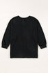 Waffle Knit Side Slits Loose Fit V Neck Top